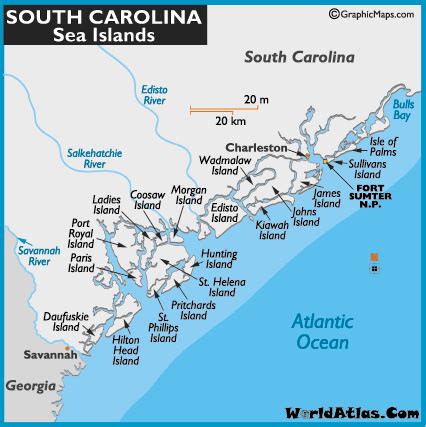 South Carolina Sea Islands Map and Map of the South Carolina Sea ...