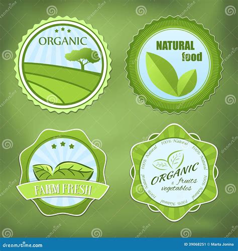 Different Organic Food Labels Stock Vector - Illustration of farmer, fresh: 39068251