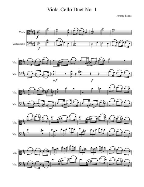Viola-cello duet No. 1 Sheet music for Viola (Solo) | Download and ...