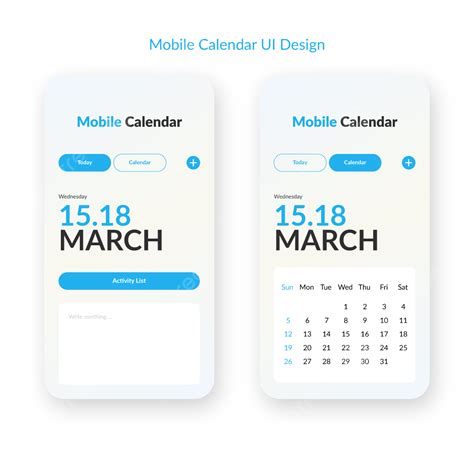 Mobile Calendar App Ui Design, Calendar Ui, Ui Design, App Ui PNG and Vector with Transparent ...