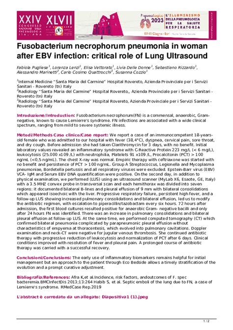 (PDF) Fusobacterium necrophorum pneumonia in woman after EBV infection: critical role of Lung ...