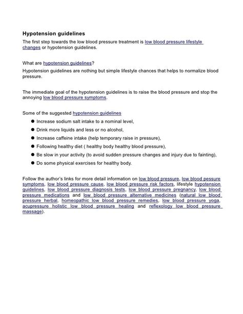 Hypotension Guidelines