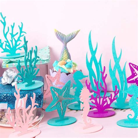 Amazon.com: Paper Jazz Mermaid Party Decorations Felt Table Centerpieces Mermaid Party Favors ...