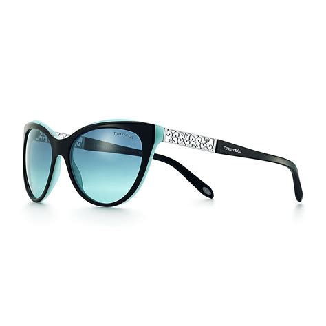 Tiffany Enchant cat eye sunglasses in black and Tiffany Blue acetate. | Tiffany & Co.