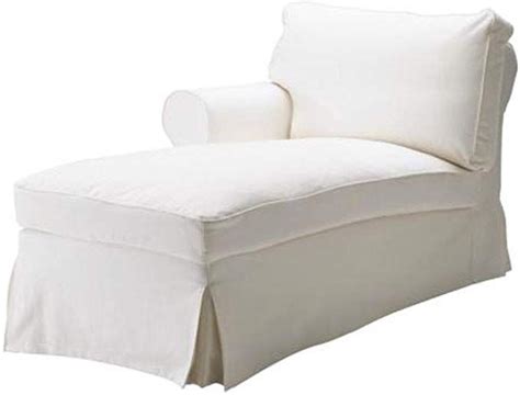 The White Ektorp Chaise with ARM Thick Cotton Cover Replacement is Custom Made for IKEA Ektorp ...