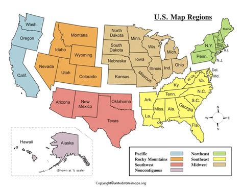 Blank 5 Regions Of The United States Printable Map - Printable Word ...