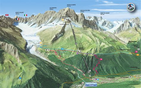 Chamonix Valley Ski Resorts Map, Grands Montets, la Flegere, Brevent