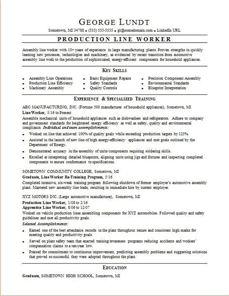 Production Line Resume Sample | Monster.com