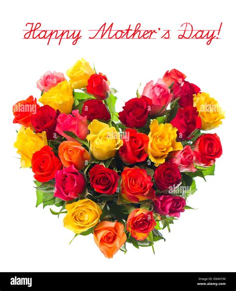 happy mother's day! bouquet of colorful assorted roses in heart shape ...