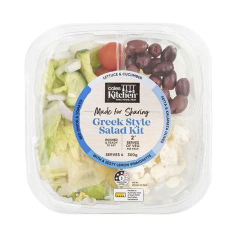 Buy Coles Kitchen Made For Sharing Salad Kit Greek Style 300g | Coles