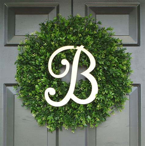 Monogram Boxwood Wreath, Monogram Wreath, Outdoor Decor, Fall Wreath, Etsy Wreath, THIN WREATH ...