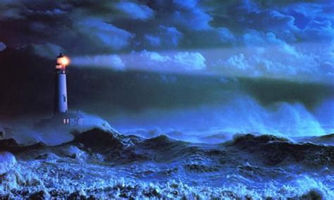 Moving Ocean Picture with Light and sound Stormy Night Lighthouse 18x12 Small | Lighthouse ...