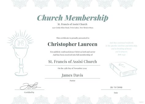 Free Printable Church Membership Certificates - Printable Templates