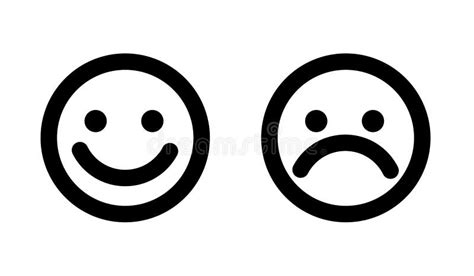 Happy and Sad Emoji Smiley Faces Line Art Vector Icon for Apps and ...