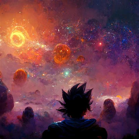 AI painting with the keywords: Universe, Goku, Dragon Ball, Supernova ...