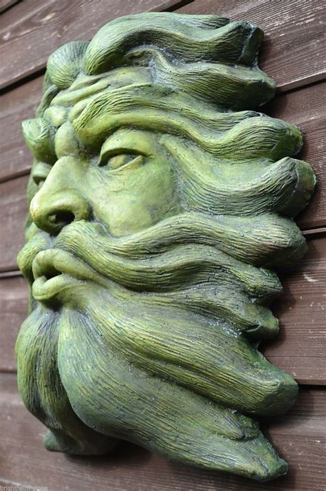 Green man plaque fountain mask STONE garden ornament "North Wind" 36cmH | eBay | Green man ...