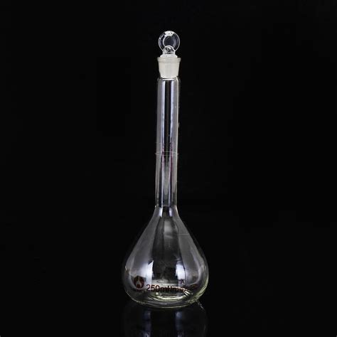 250ml clear glass volumetric flask w/ glass stopper lab chemistry ...