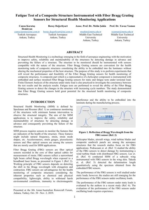 Fatigue Test of a Composite Structure Instrumented with Fiber Bragg ...