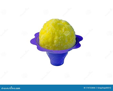 Yellow Hawaiian Shave Ice, Shaved Ice Or Snow Cone Dessert Against A ...