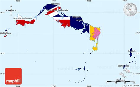 Flag Simple Map of Turks and Caicos Islands, single color outside, flag ...