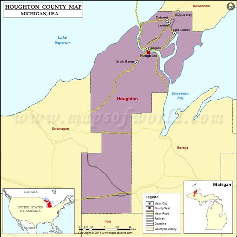 Houghton County Map, Michigan