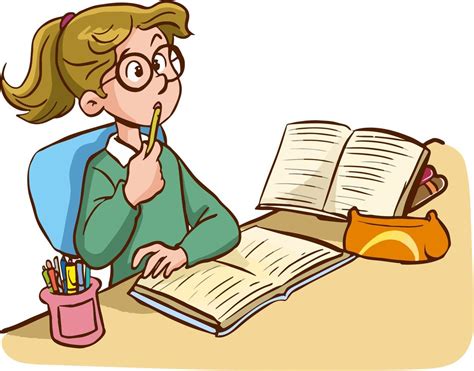 girl studying at desk cartoon vector 18807792 Vector Art at Vecteezy