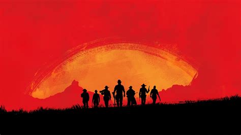 Silhouette of people during sunset illustration, Red Dead 3, Rockstar Games, Red Dead Redemption ...