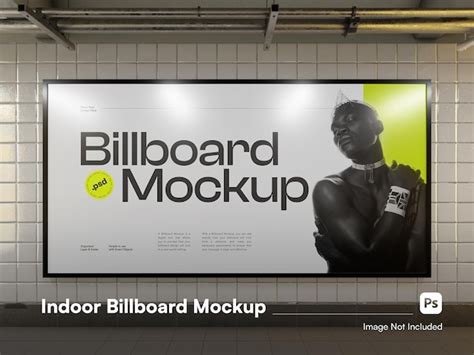 Premium PSD | Realistic Indoor Billboard Isolated Mockup in Front View