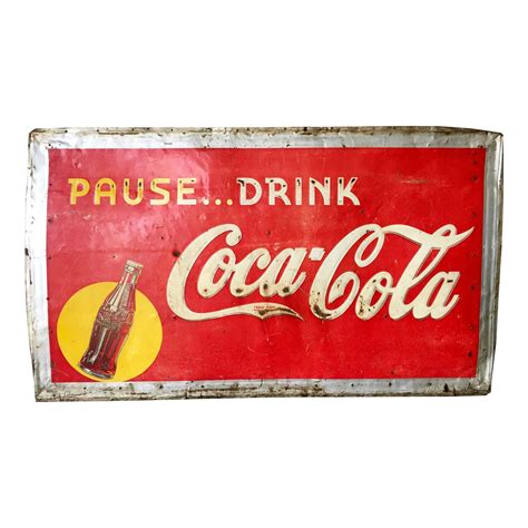 Vintage 1940s Original Metal Coca Cola Sign | Chairish