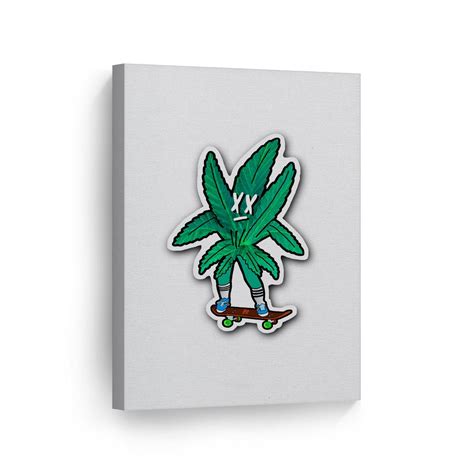 Smoke Wall Art Canvas Wall Art Print Marijuana Leaf Skating High on Weed Home Decor Artwork ...