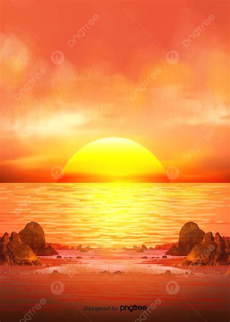 Red Sun Sea Sunrise Background Wallpaper Image For Free Download - Pngtree