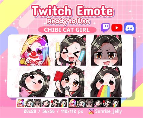 Twitch Black Hair Brown Eyes Emotes Set P.3 Art & Collectibles Digital etna.com.pe