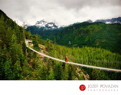 Sea to Sky Gondola Suspension bridge bride in red dress - Best ...