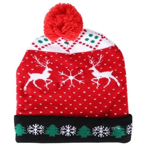 Bonnet tricoté lumineux de Noël Bonnet de Noël Bonnet de Noël tricoté pour adultes et enfants ...