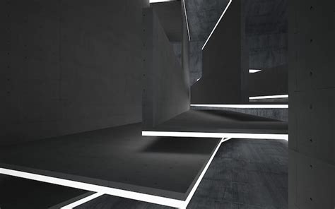 Premium Photo | A black concrete building with a white led strip that ...