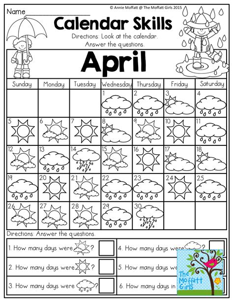 Calendar Skills Worksheets For Kindergarten - SkillsWorksheets.com