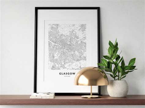 Glasgow Map Glasgow Print Glasgow Poster Glasgow Scotland - Etsy