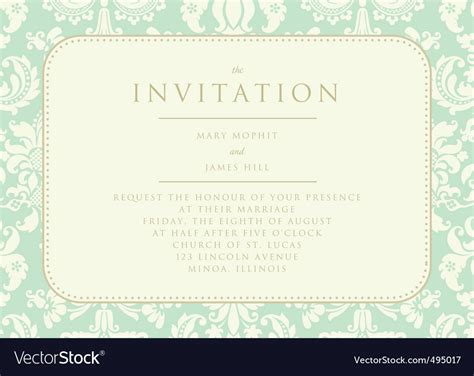 Damask invitation card Royalty Free Vector Image