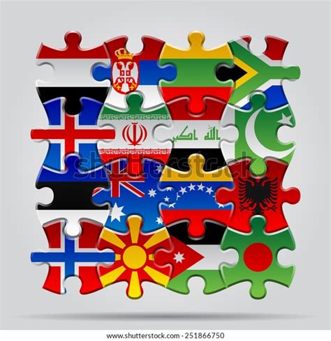 Set Puzzle World Flags Vector Illustration Stock Vector (Royalty Free ...