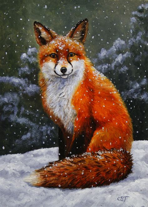 Snow Fox Painting by Crista Forest | Pixels