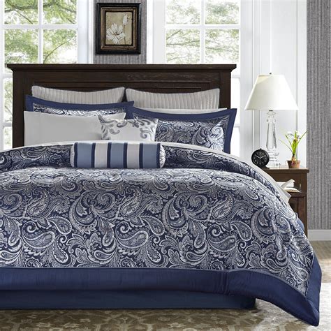 AF ULTRA 12 Piece Classic Jacquard Comforter Set Cal King, Allover Motif Beautiful Paisley Leaf ...