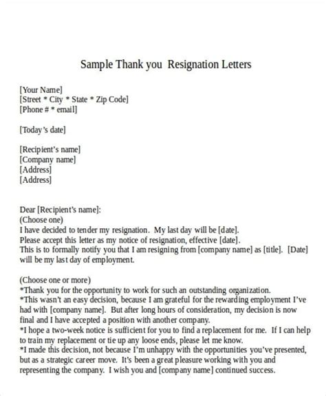 Thank You Letter After Resignation To Customer | Resignation letters ...