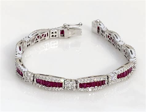 9.0ct Ruby Diamond Bracelet 14k wg • Alabama Gold Refinery