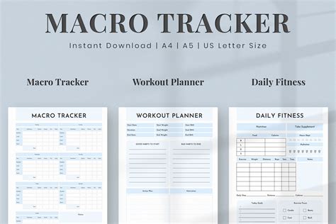 Macro Tracker Printable Planner | A4 A5 By SnapyBiz | TheHungryJPEG