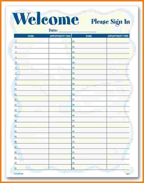 Printable Doctor Office Sign In Sheet | shop fresh