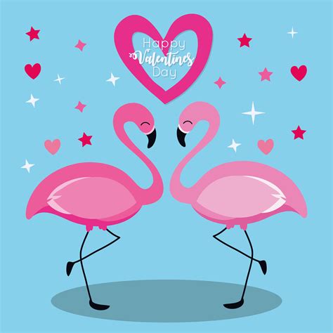 Happy Valentine's Day card with flamingo couple 1942846 Vector Art at Vecteezy