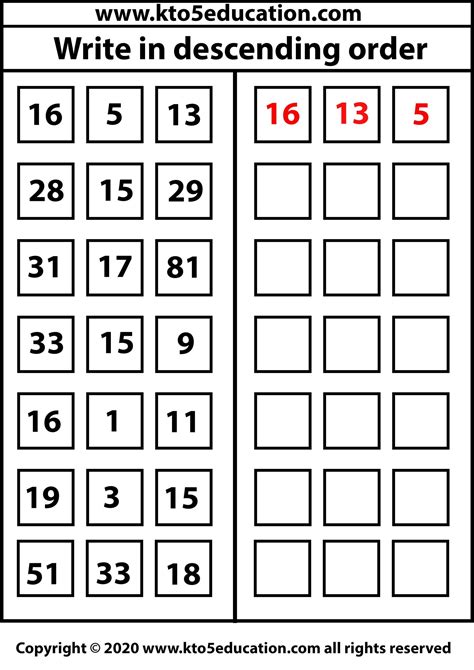 Write in descending order Template 4 | Mathematics worksheets, Math worksheets, Mental maths ...