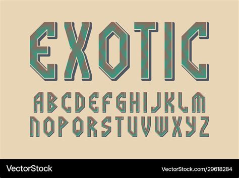 Exotic letters typeface herringbone pattern font Vector Image