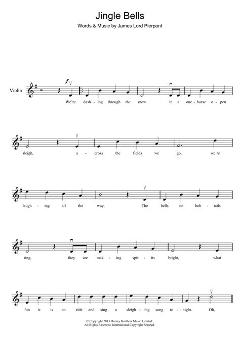 Jingle Bells by Traditional Carol Sheet Music for Violin Solo at Sheet Music Direct