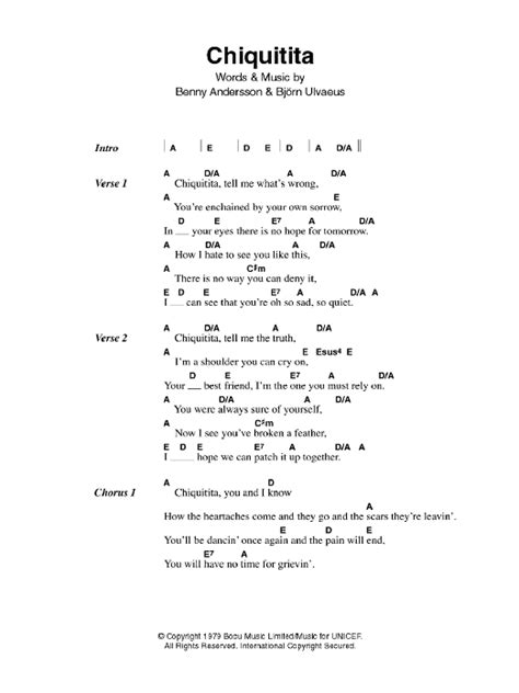 Chiquitita by ABBA - Guitar Chords/Lyrics - Guitar Instructor